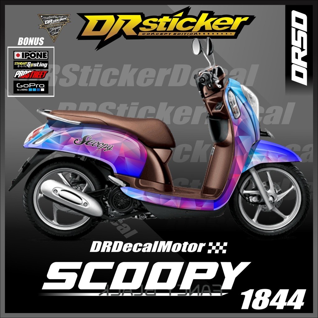 Stiker Decal Scoopy fi 2014 fullbody sticker decal scoopy fi desain polyginal rainbow