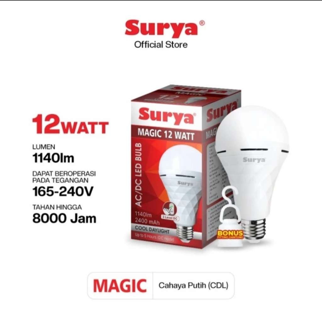 Lampu led emergency magic AC/DC surya 12 watt