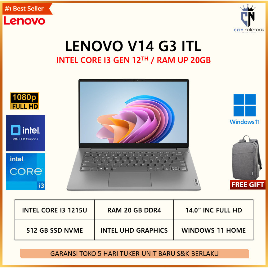 LENOVO V14 ITL G3 i3-1215U 20GB 512GB SSD 14.0 FHD
