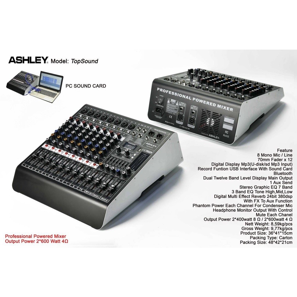 Power Mixer Ashley Top Sound Original ashley topsound 8 channel
