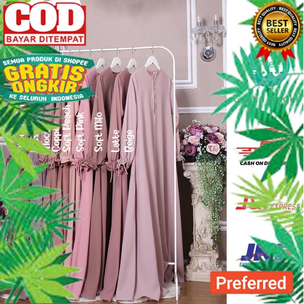 READY STOK Rafeeqa Dress by Shadira gamis syar'i bahan wolfis, gamis polos, gamis mayung, gamis shad