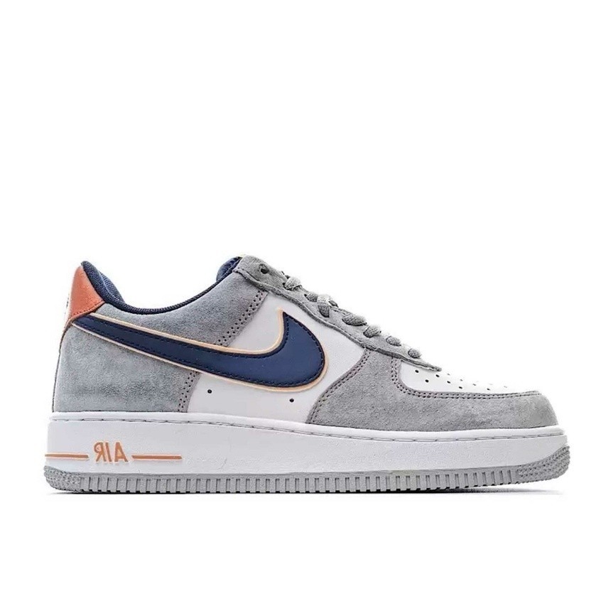 Nike Air Force 1 07 Low White Cool Grey Navy Blue Orange