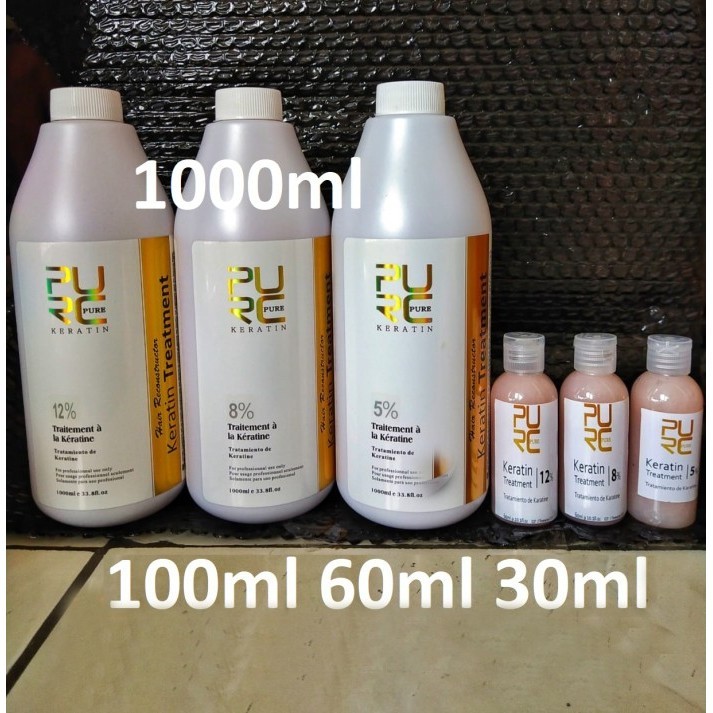 Pelurus Rambut PURC Keratin Treatment Brazilian 5% 8% 12% Size 1000ml - PURC 5%, 100ml