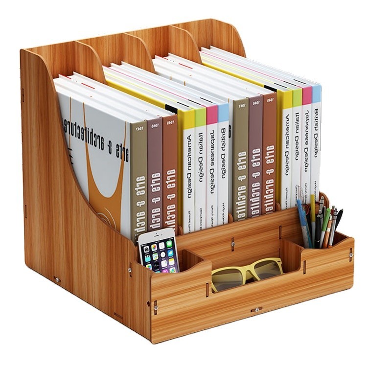 

Tonsmile Tempat File Majalah Rak Penyimpanan Dokumen A4 Pengatur Meja Kantor Rak Buku Natural