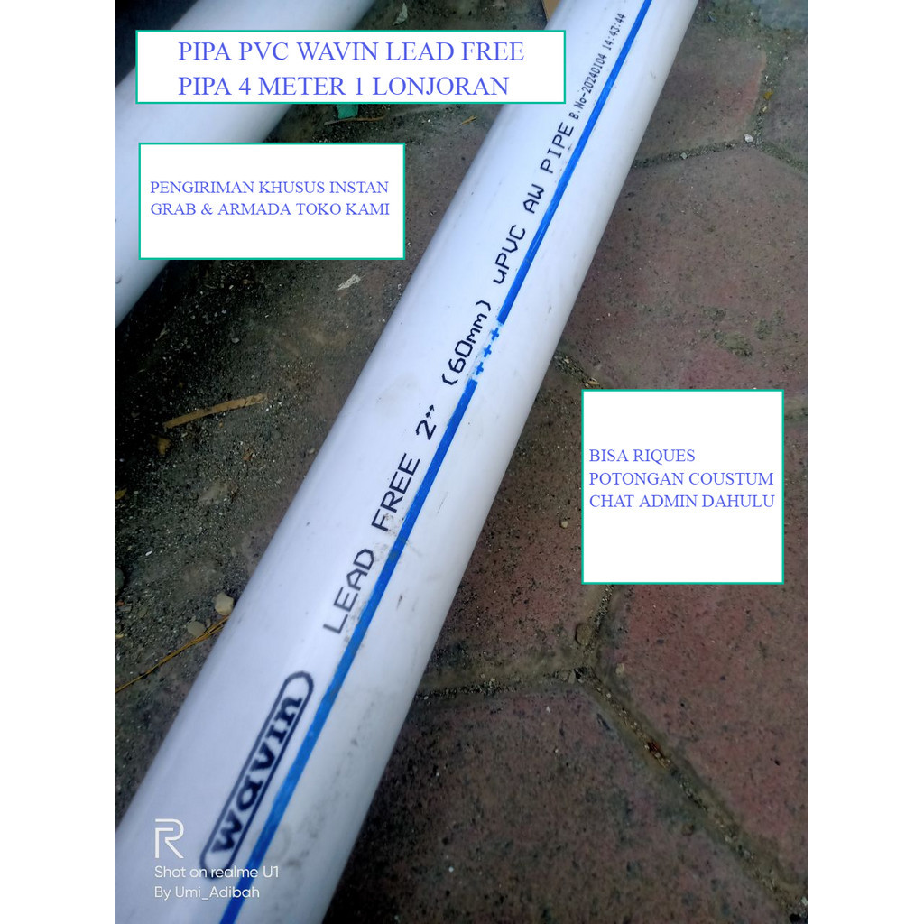 Pipa PVC WAVIN LEAD FREE 2" Inch AW Panjang per 4 Meter 1 lonjoran Pipa Paralon murah