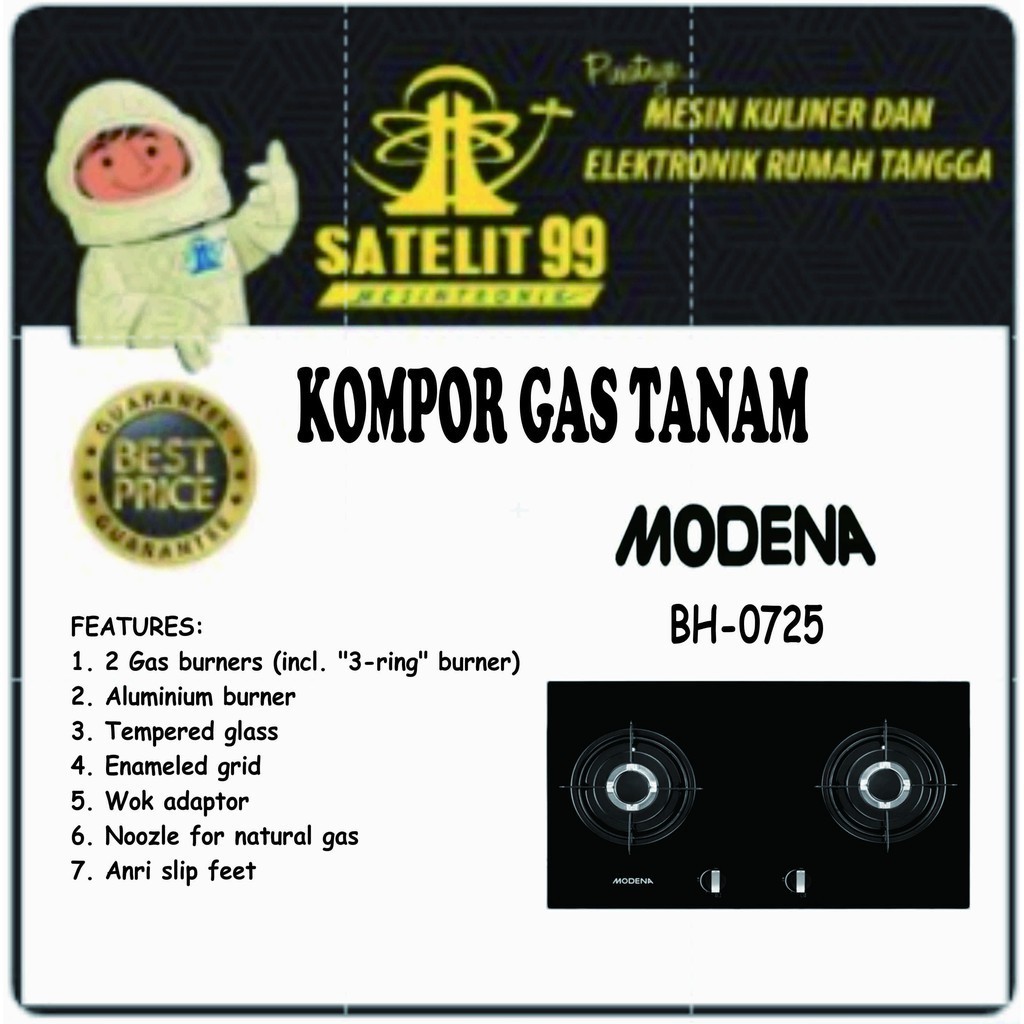 Kompor Gas Tanam 2 Tungku MODENA BH-0725