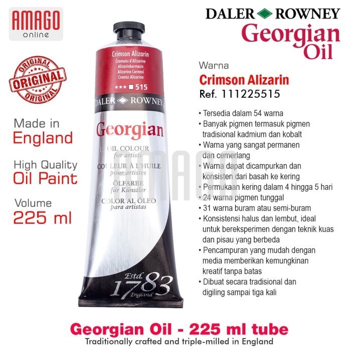 

Cat Minyak Lukis DALER-ROWNEY Georgian Oil Paint 225 ml - Crimson Alizarin -111225515