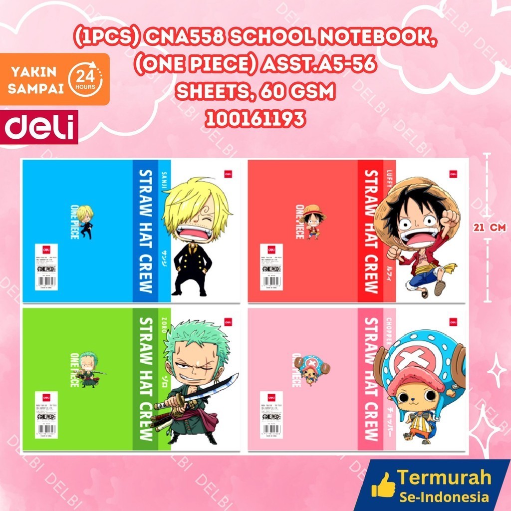 

Deli Sewing Notebook / Buku Tulis Sekolah A5 38 58 Lembar Isi 10 CNB542 (1PCS) CNA558 SCHOOL NOTEBOOK, (ONE PIECE) ASST.A5-A6 SHEETS , 60 GSM