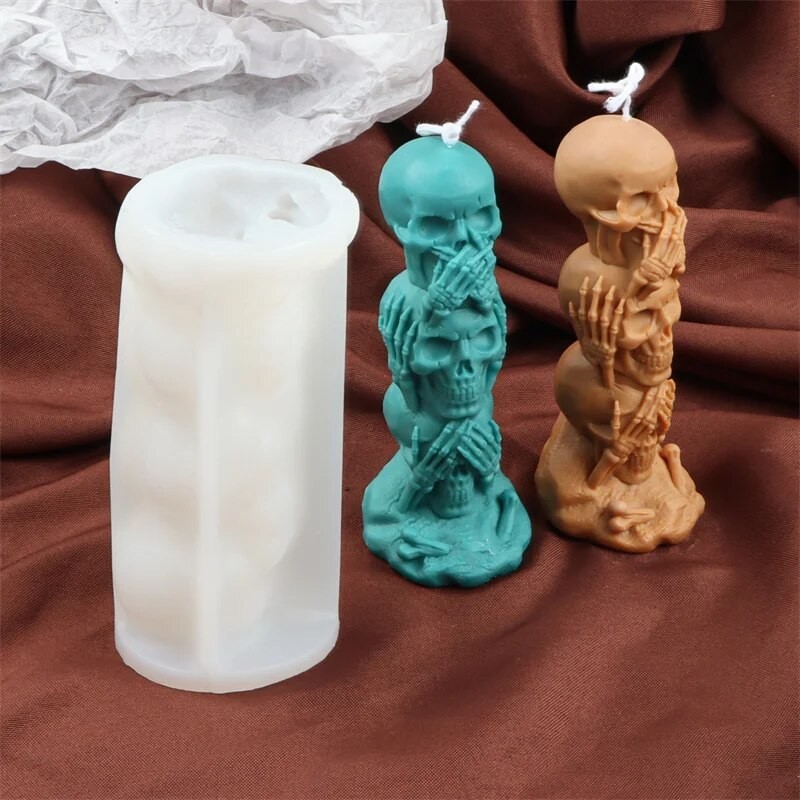 

3D Horrorible Skeleton Head candle Silicone Mold 3D Skull Resin Soap Skull Shape Moulds Aromatherapy