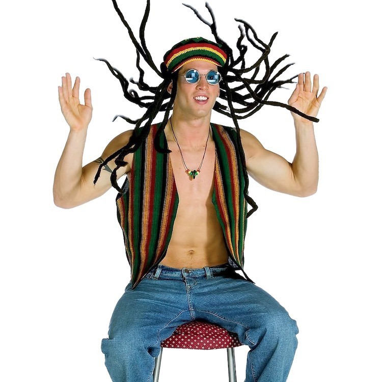 Topi Rasta Jamaika dengan Rambut Palsu Gimbal Sintetis Wig Rambut untuk Pria