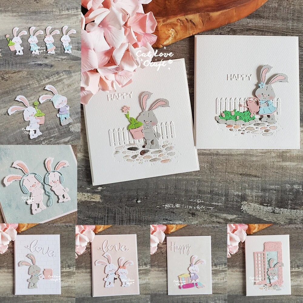 

Catlove Couple Rabbit Bunny Series Metal Cutting Dies Scrapbooking Mold Stencil Die Cut Card Making DIY Craft Embossing New Dies