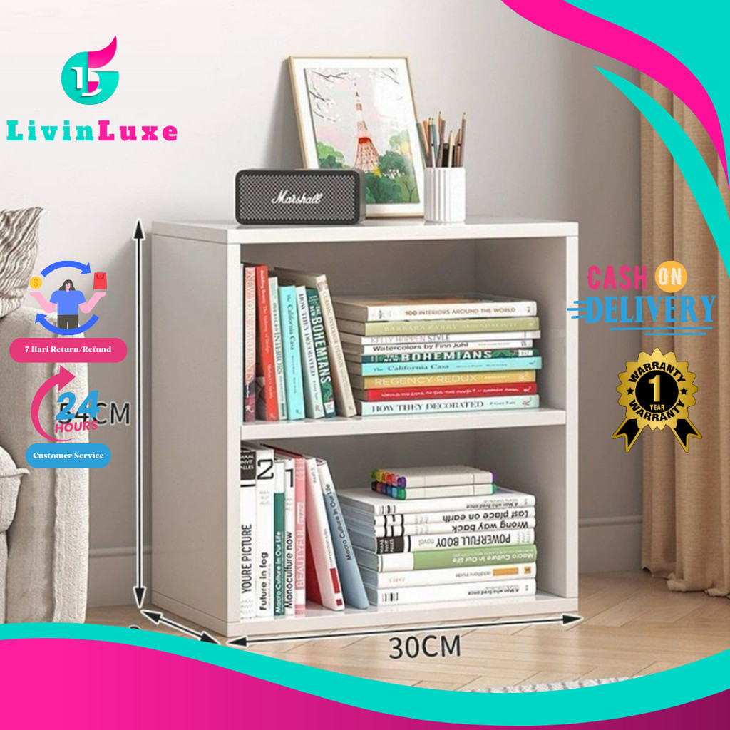 LivinLuxe - Lemari Buku Rak Lantai Persegi Panjang Multi-lapis Serbaguna Modern Minimalis untuk Nove