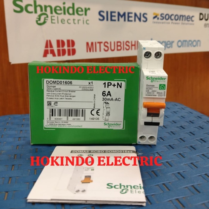 ELCB / RCBO SLIM DOMAE 1P+N 6A SCHNEIDER DOMD01606 MCB+ELCB SNI ASLI