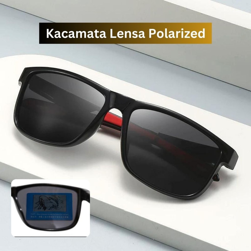 Kacamata Hitam Pria Lensa Polarized Kacamata Mancing Ikan Kacamata Bermotor Anti UV400 Anti Silau