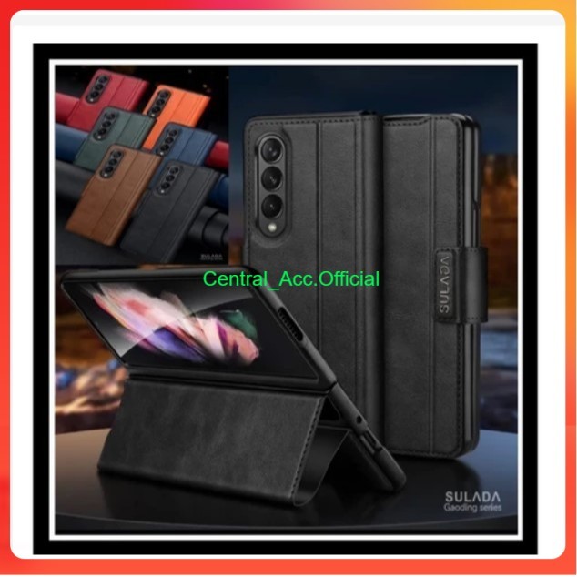 C Case Samsung Galaxy Z Fold 3 Fold 3 5G Case Sulada Leather Flip Case Kulit