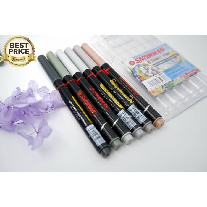 

[NEW] SNOWMAN BRUSHPEN BRUSH PEN KUAS KALIGRAFI WARNA SET isi 6 12 24 - 6 pak
