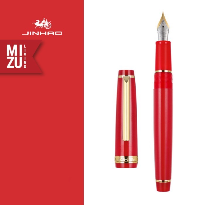 

[TERLARIS] JINHAO 82 #1 SOLID Color Fountain Pen Inspired By Sailor Pro Gear Slim - RED, GT - F Nib
