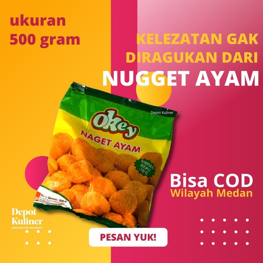 

Al Permata Depot Kuliner Nugget Ayam / Nuget Ayam Bulat / Chicken Naget Coin isi 500 Gram Merk Okey