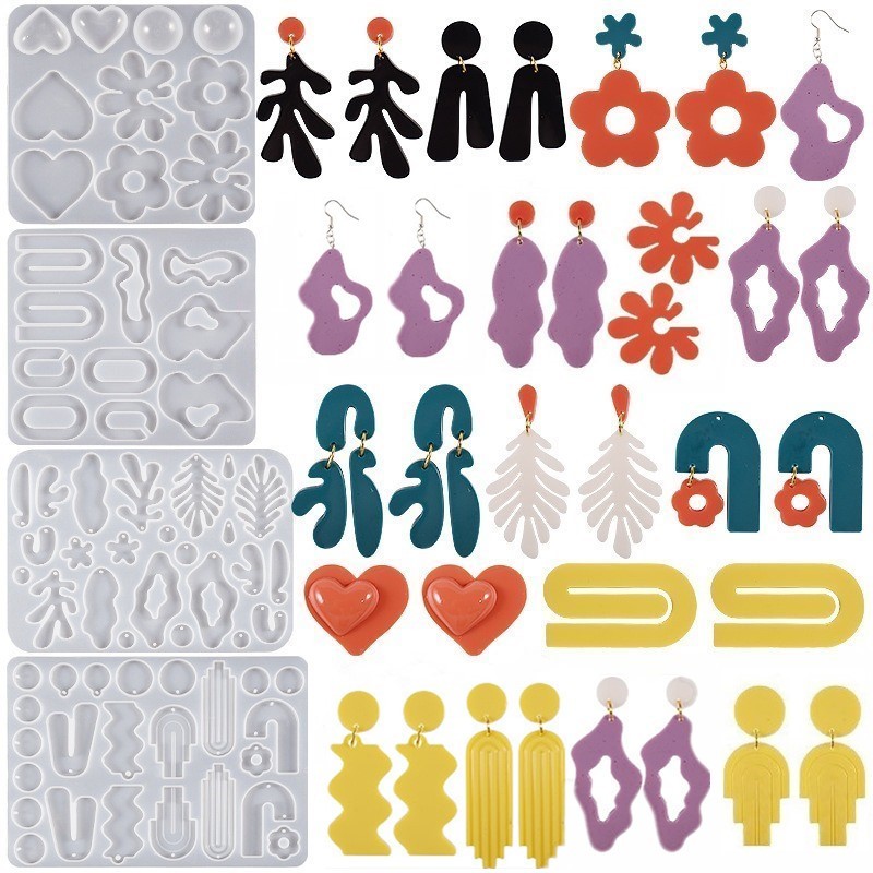 

SNASAN Silicone Mold For Geometry Pendant Earrings Making Handmade DIY Tool UV Epoxy Resin Silicone Moulds