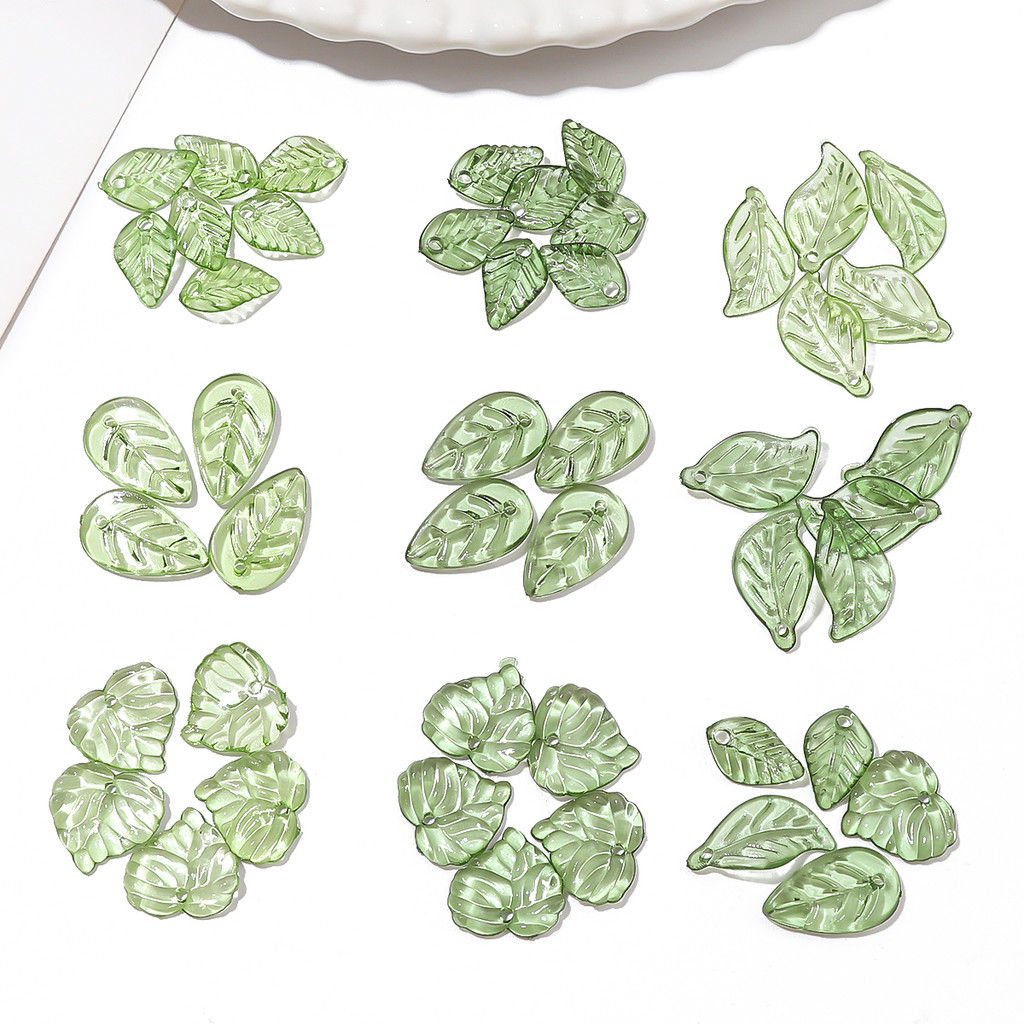 

10/50Pcs Green Transparent Leaf Acrylic Beads Charms For Jewelry Making Leaves Loose Bead To Make Bracelet Diy Craft Accessories