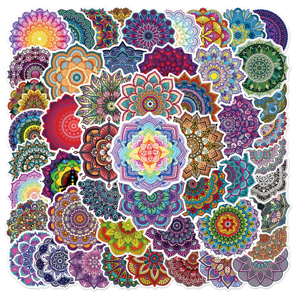 

10/30/50PCS New Popular Cartoon Mandala Flower Sticker Pack Skateboard Guitar Decoration DIY Laptop Waterproof Graffiti Wholesal