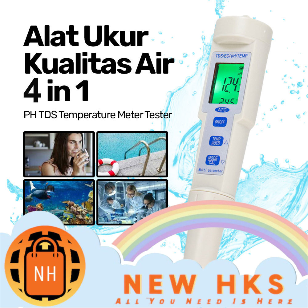 Alat Ukur Kualitas Air 4 in 1 pH TDS Temperature Meter Tester - KT-686 aquarium suhu derajat