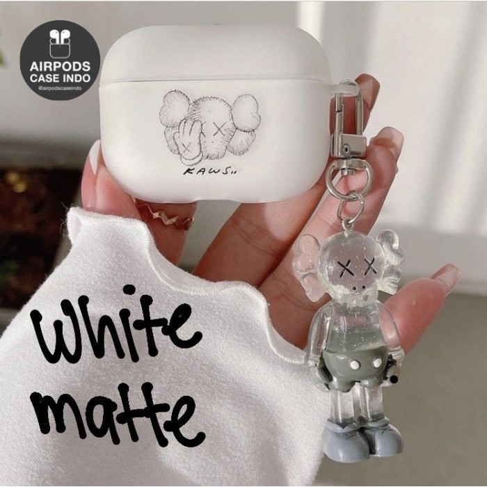 NEW TREND ~[Case Airpods] Airpods Case 1 2 3 Pro Kawss All Black Matte Silicone Soft Case - White Ma