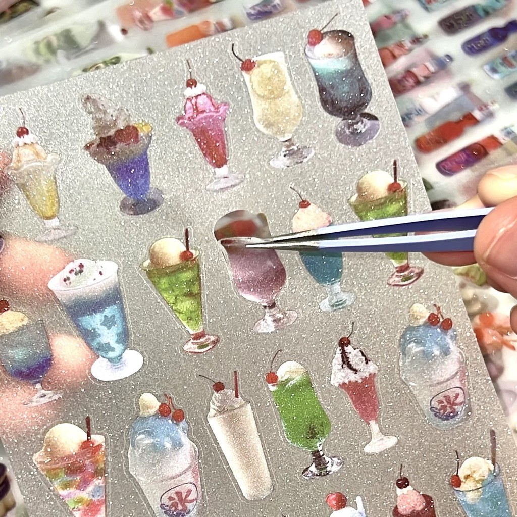 

MINKYS 6pcs/10pcs one lot Vintage Snacks Fruits Shop Decorative Stickers for Scrapbooking Kawaii Journal Sticker Stationery