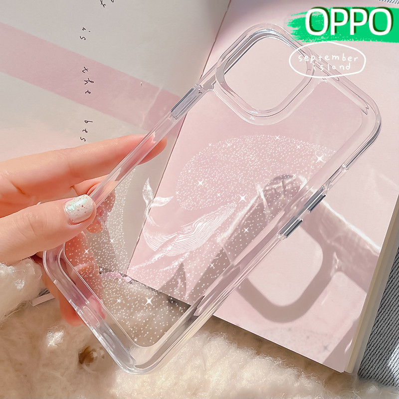 Berkilau Whale Case Bening OPPO Find-X8 A60 Reno 12 Realme-C53 Note-50 C51/C51s OPPO A3-Pro 12F A79 