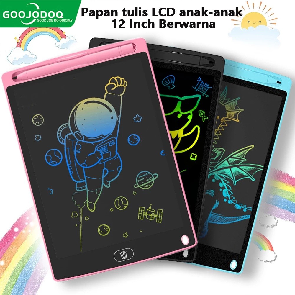 LED Drawing Tablet Children Drawing Erase 12 Inch Berwarna With Stylus Pen LCD Writing Tablet For Ch
