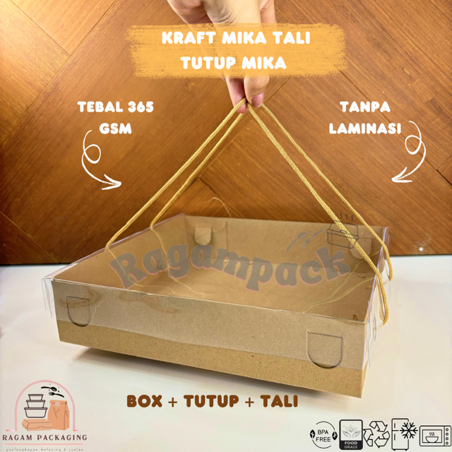 Box Mika Tali Tutup Mika Kraft Coklat / Dus Kotak Kraft Jinjing / Box Hampers Mika Tali / Box Nasi M