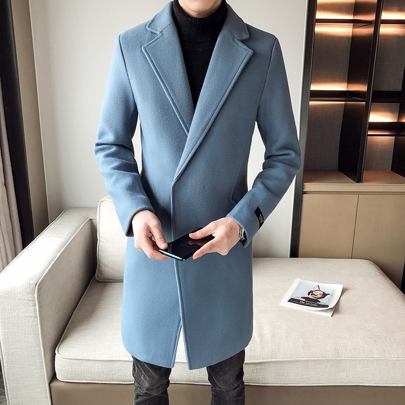 jas panjang pria jaket blazer pria korea coat pria musim dingin long coat pria korea Crem S-3XL
