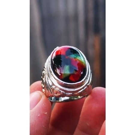 Batu akik natural pancawarna crystal