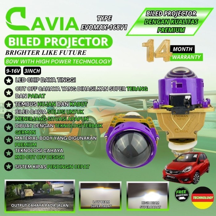 CAVIA-PREMIUM BILED PROJIE PROJECTOR LED MOBIL HONDA BRIO SUPER TERANG