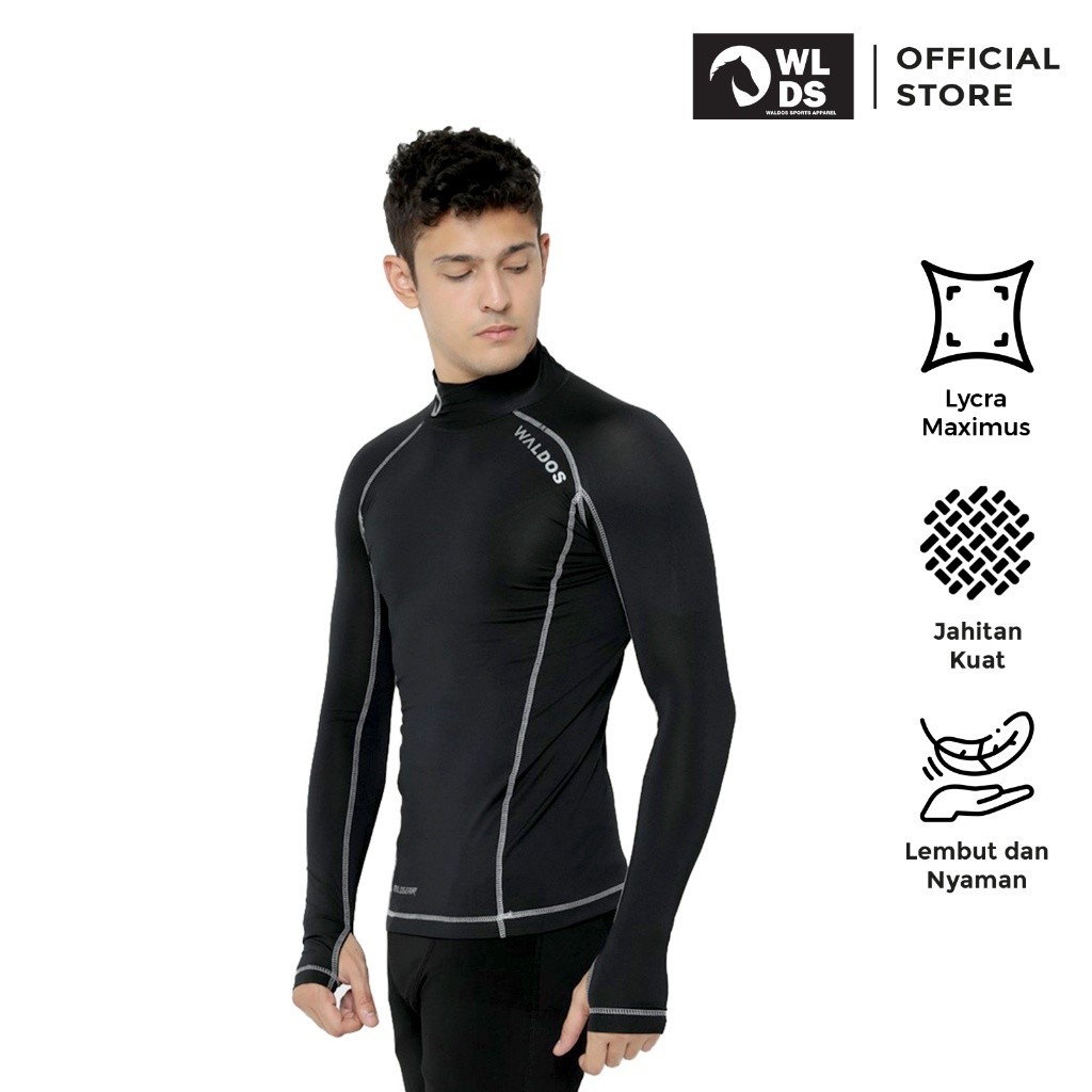 SV53F WALDOS Baju Baselayer Manset S-XXXL Berenang Outdoor Rushguard Wetsuit Lycra WAL-M