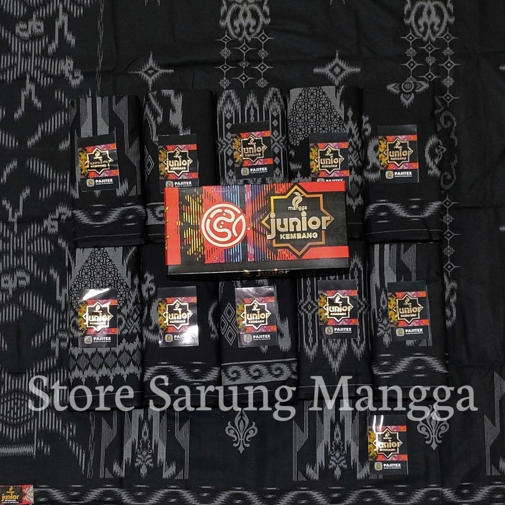 Sarung Mangga Junior Hitam Sarung Anak Laki Laki HItam Motif Kembang