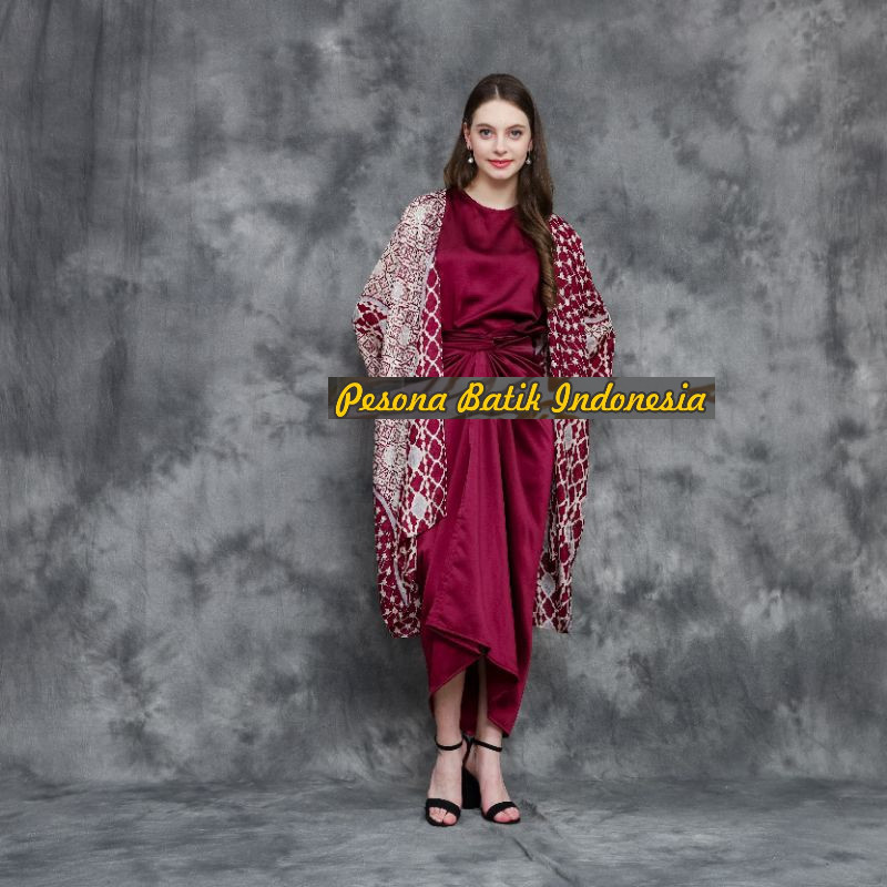 One Set Pakaian Wanita Batik Viscose Outer Oversize Outfit kondangan Jumbo Premium Modern Kekinian