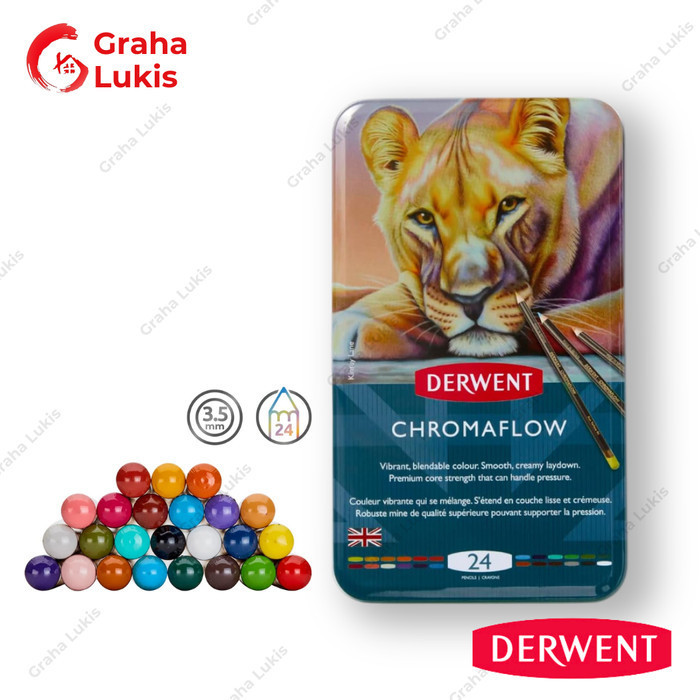 

PROMO!! -DERWENT Chromaflow Color Pencil / Pensil Warna Set Metal Tin - 12