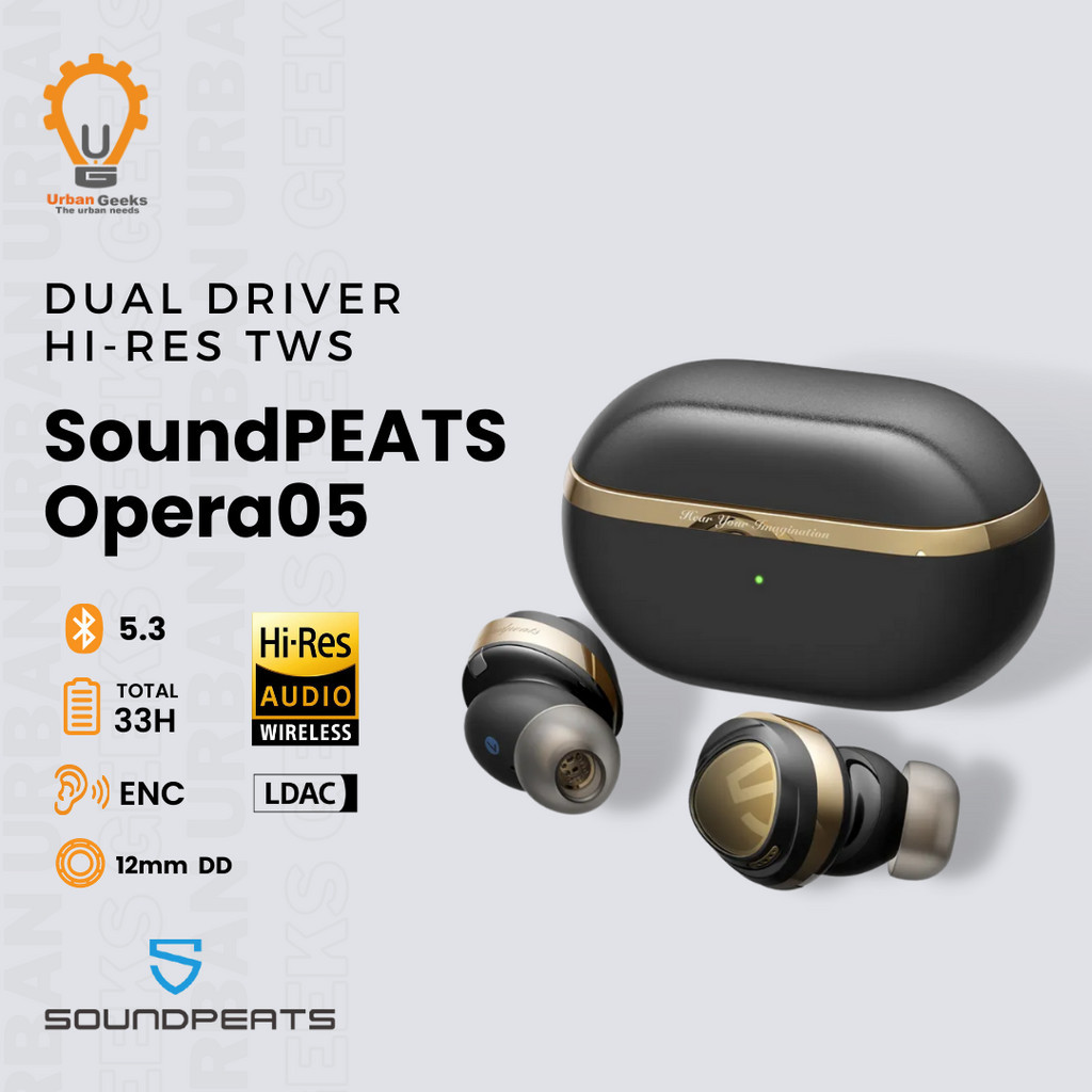 Soundpeats Opera 05 Headset Earphone TWS Wireless Bluetooth V5.3 Hi-Res LDAC ANC ENC 12mm Driver