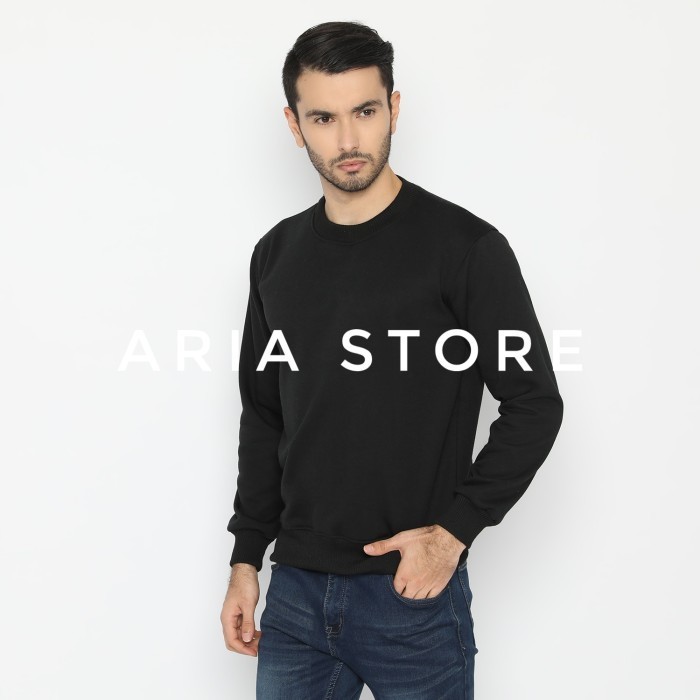 Sweater Polos Pria Wanita / Baju Switer Unisex Bahan Fleece - Hitam, M