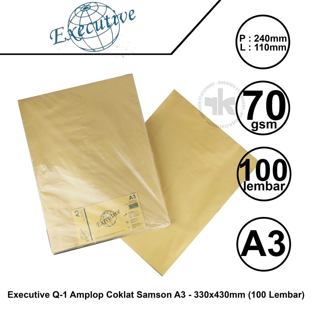 

Executive Q-1 Amplop Coklat Samson A3 - 330x430mm (100 Lembar)