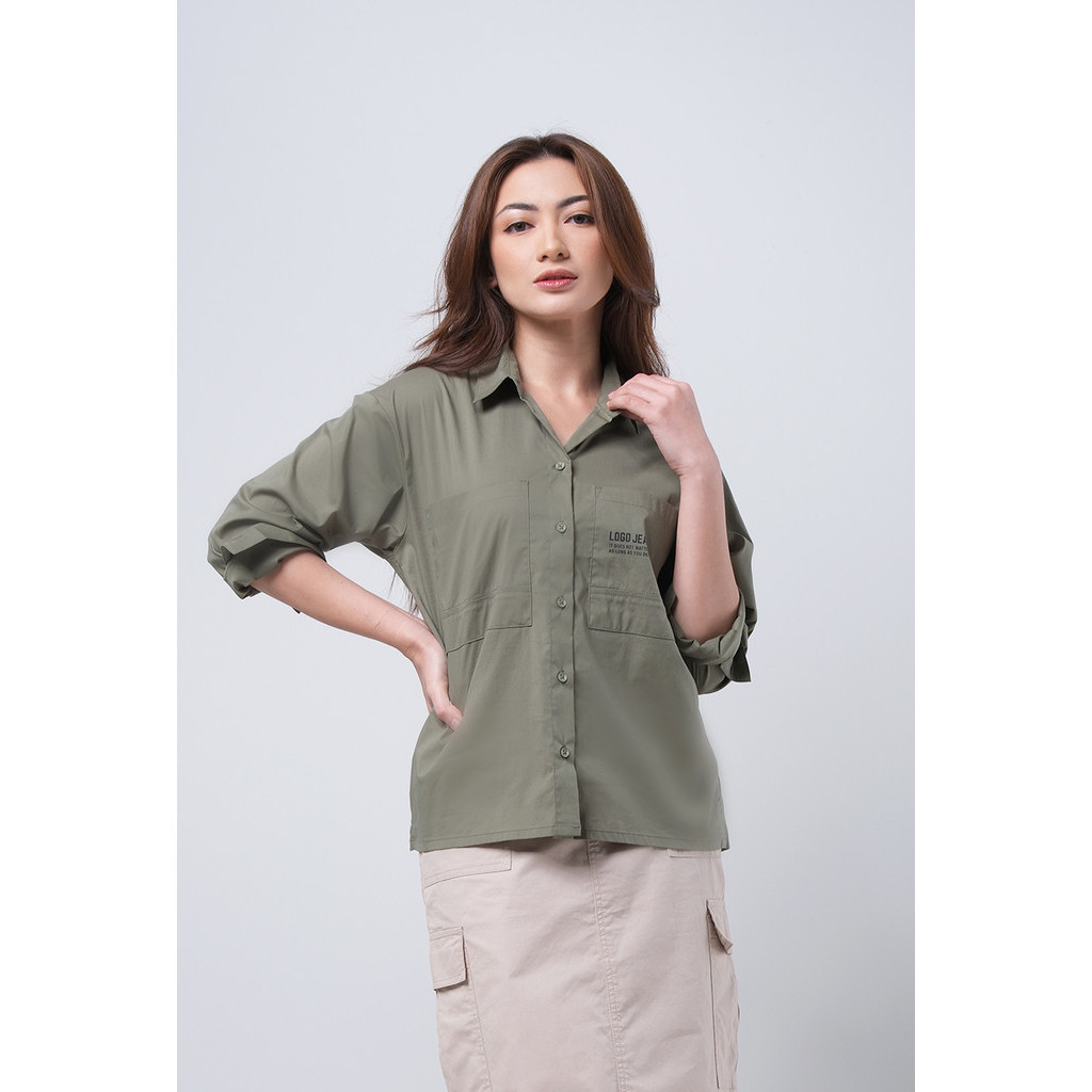 Logo Jeans Kemeja Wanita Kana Olive 24955L5OJ