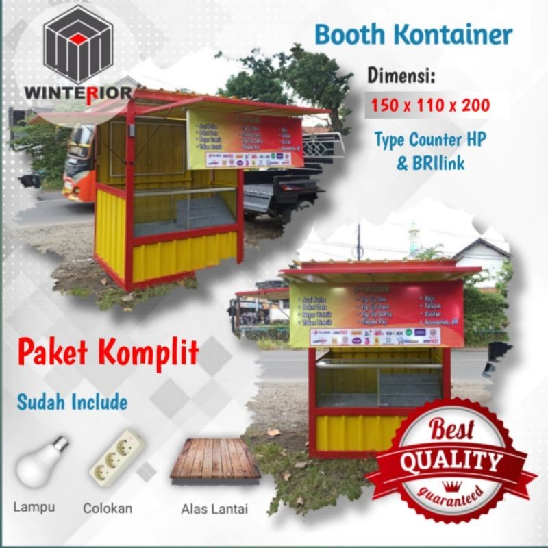 FROMO SLE SPESIAL Booth Container / Gerobak Kontainer / Gerobak Booth / Stand Container / Booth Container Murah / Paket Komplit/ Konter HP / BRIlink Type 2 Jendela