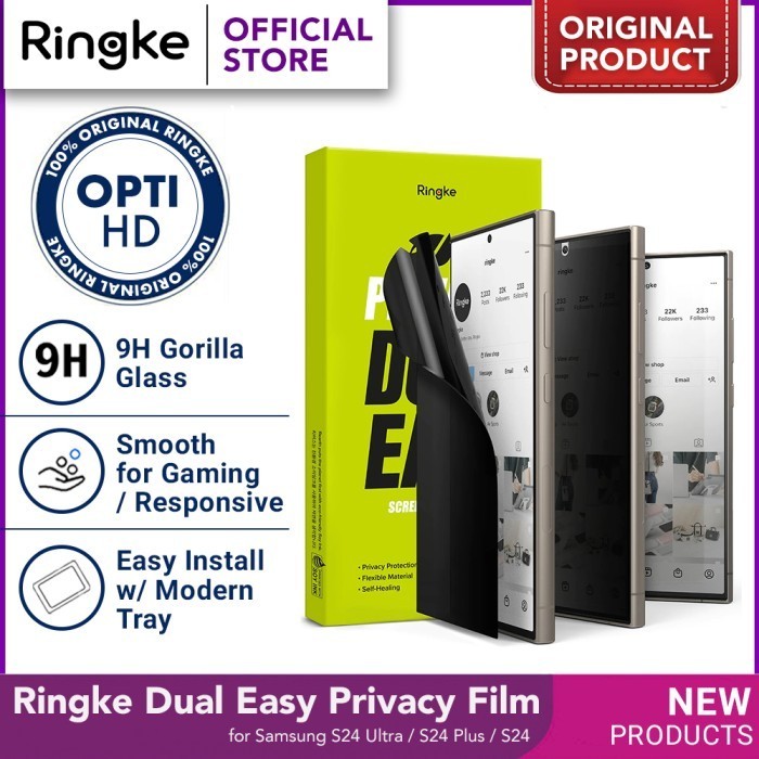 Ringke Dual Easy Anti Gores Samsung S24 Ultra Anti Spy tempered Glass