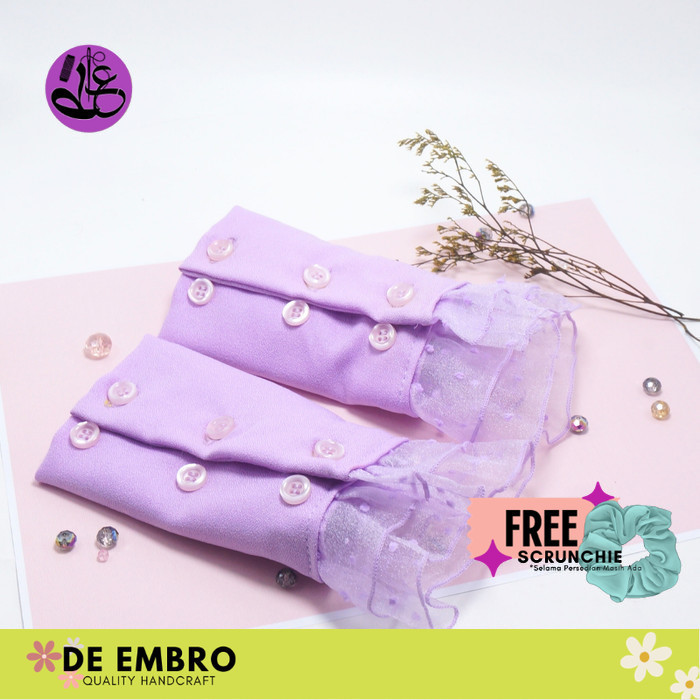 Manset Tangan Pendek Wanita Muslim Fake Cuff 3 kancing Glass De Embro