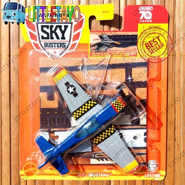 MATCHBOX SKY BUSTERS P-51 MUSTANG PESAWAT TERBANG TEMPUR - 2023 Biru -OCS25