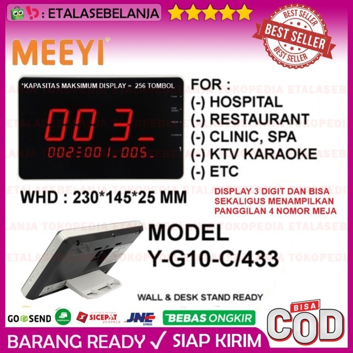 LED DISPLAY NURSE CALLER WIRELESS RECEIVER 3-DIGIT MEEYI Y-G10