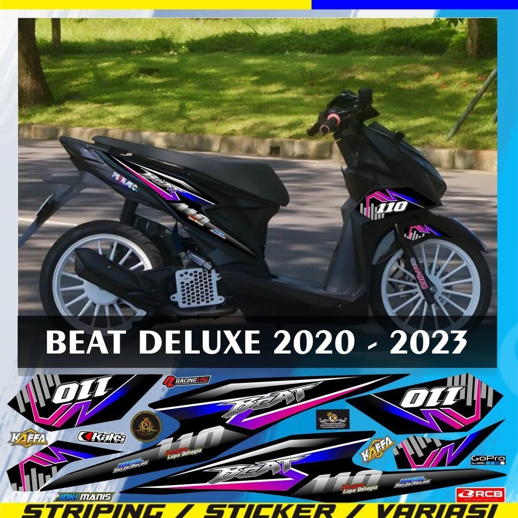 VARIASI/ Stiker Striping Beat Deluxe New/ Beat Street / Variasi List Skotlet Beat Deluxe Motif Rainb