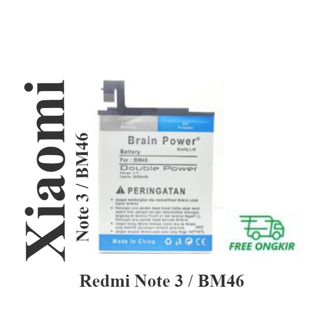 Baterai batre Battery Xiaomi Redmi Note 3 / BM46 double Power brain power
