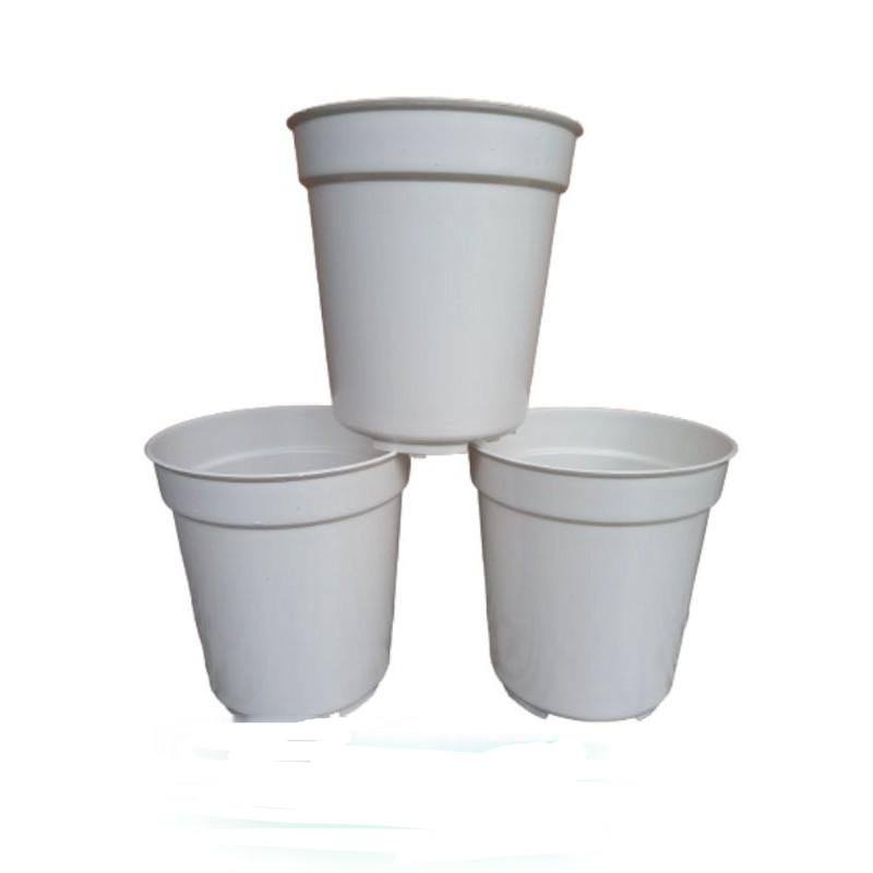 GBL SV Pot Tanaman Hias Tinggi Ukuran 18 Hitam Putih Bahan Plastik Tebal